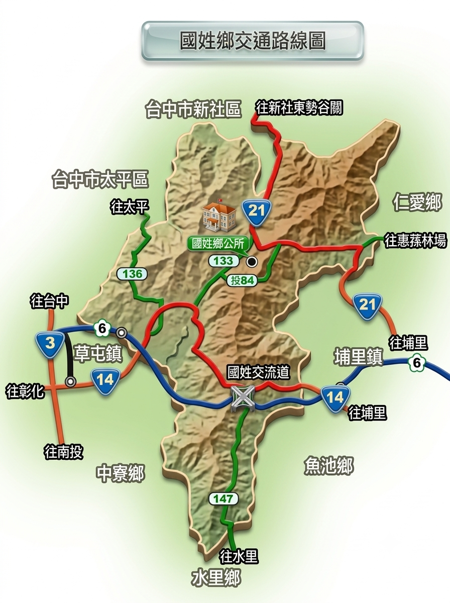 國姓鄉交通路線圖