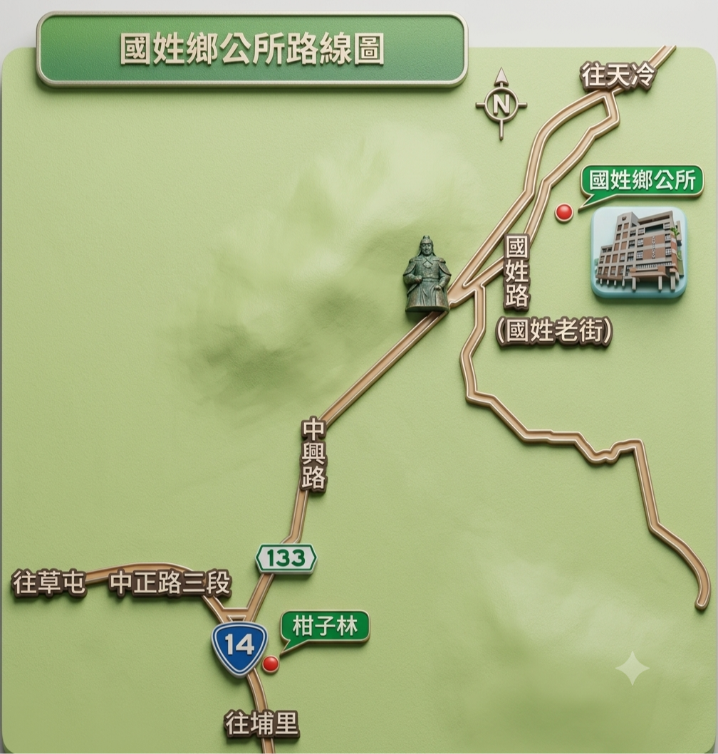 國姓鄉公所路線圖